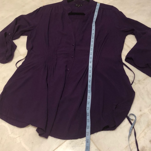 Plum button up tunic top - Picture 9 of 10
